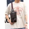 Small Chest Bag Multipurpose Large Capacity Mobile Phone Bag Casual Shoulder Sport Bag for Men Dark Brown Large