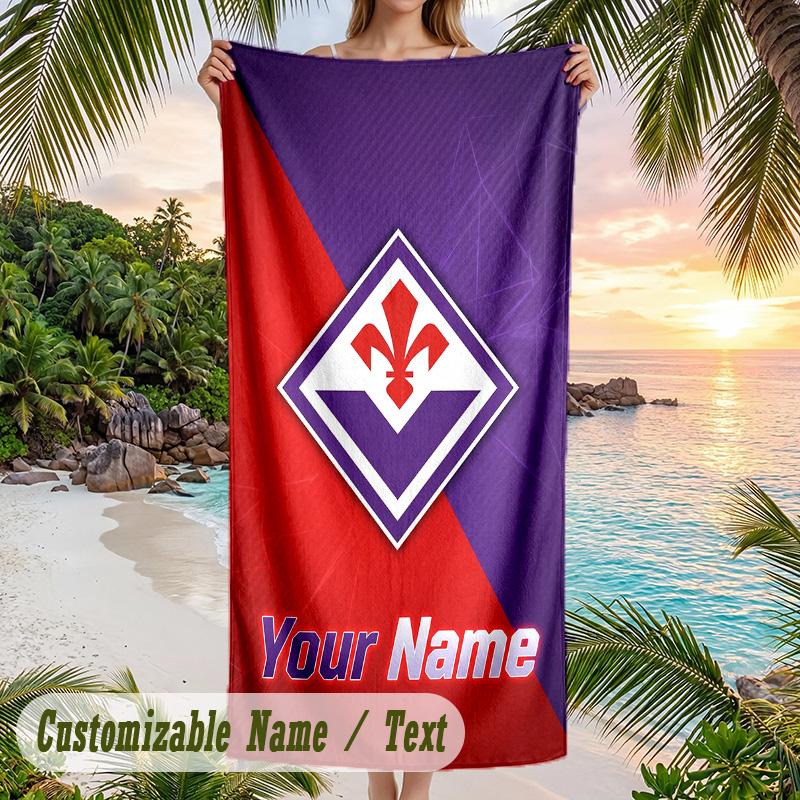 Beach Towel Fiorentina FC Print Custom Name Text Soft Towel for Swimming Pool