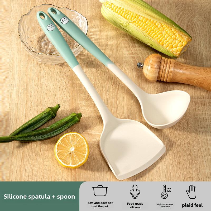 

Набор для приготовления пищи из 4-х предметов из силикона: Лопатка, зажим для еды, ложка для супа, антипригарное покрытие. Идеально подходит для бытовой кухонной утвари.