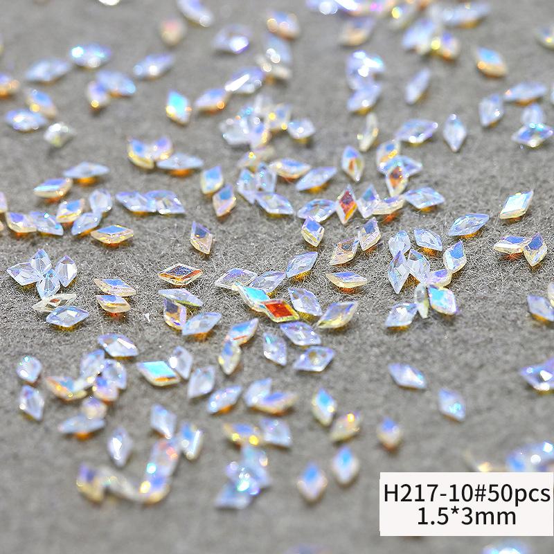Popular Flat Back Rhombus Glass Nail Diamond Shiny Crystal Cubic Zirconia Nail Charms Nail Art Rhinestone
