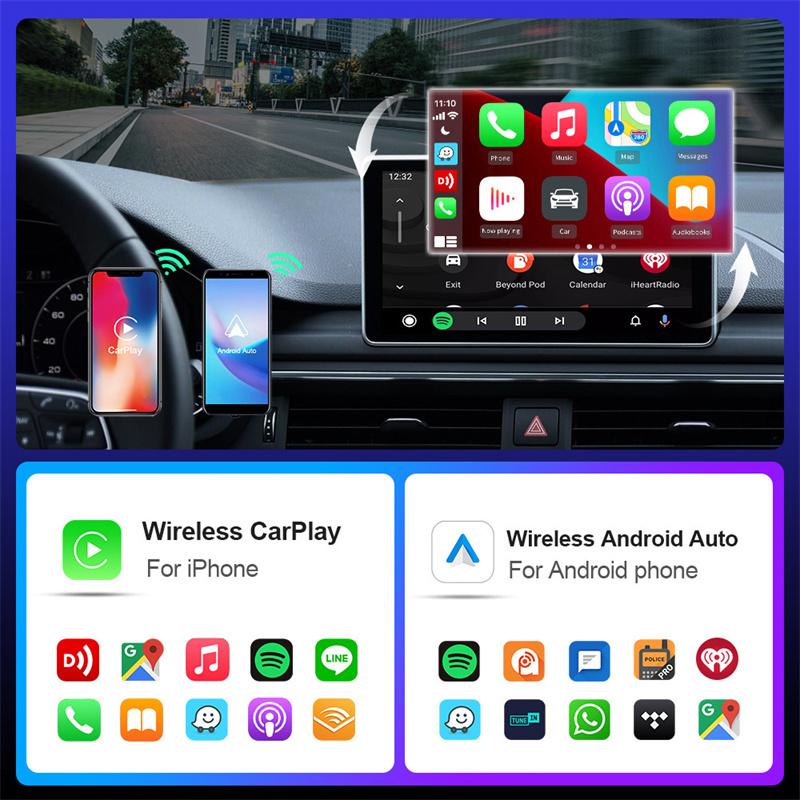 Adattatore Bluetooth MiNi Wireless 4-in-1 per Auto Carplay Spina USB Plug & Play Airplay Mirror Link WiFi Android Auto per iPhone Android Per il 98% di Auto OEM con Carplay e AA Cablati