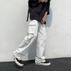 Pantaloni cargo da uomo stile Hip Hop multi tasche gamba larga tinta unita sciolto vita media gamba dritta pantaloni lunghi da uomo streetwear morbidi e traspiranti