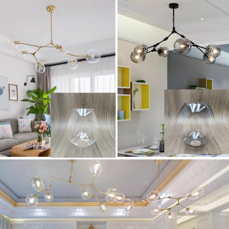 Amber Gradient Glass Chandelier - European Style Molecule Design for Living or Dining Room