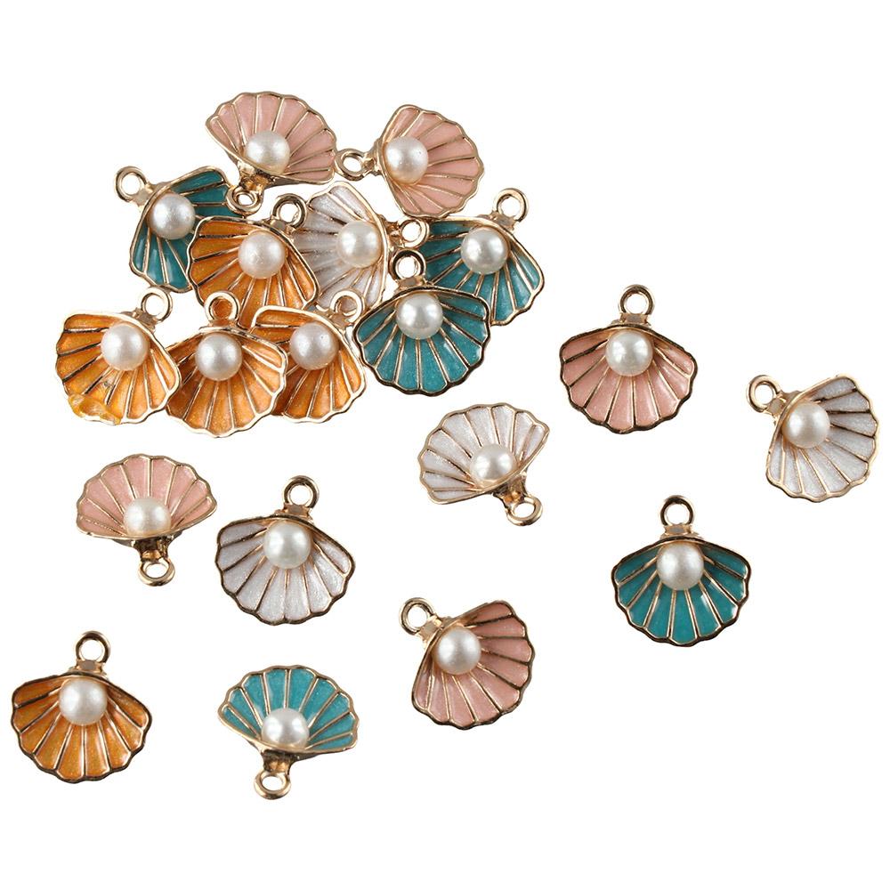 20pcs Earrings 20pcs Enamel Ocean Theme Pendants Imitation Pearl Beads