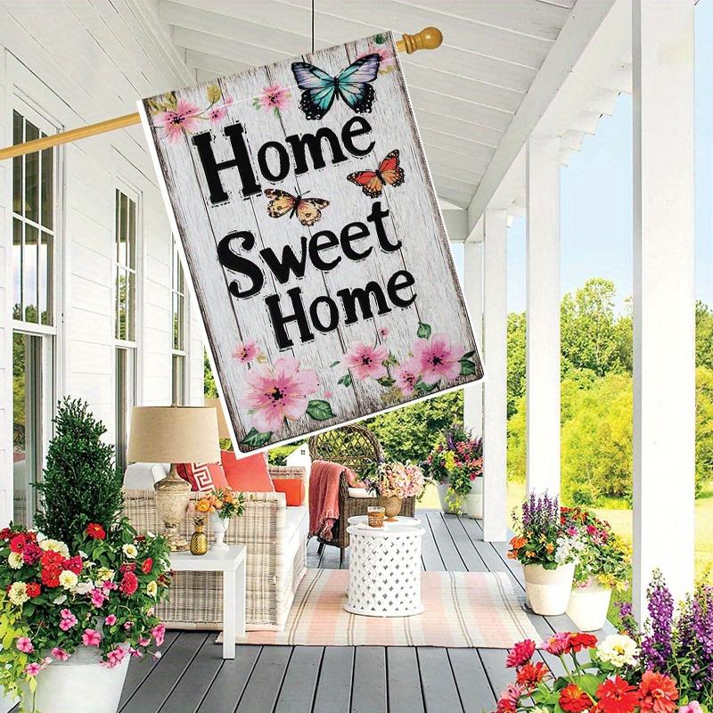 1pc Welcome to Spring and Summer Flowers_ Butterflies and Flowers_2 (1) - Decorative FlagDouble-sided Garden Flag, Yard Decoration, Outdoor Decoration