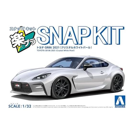 Aoshima Bunka Kyozaisha 1/32 Raku Plastic Snap Kit No.10-CW Toyota GR86 2021 Crystal White Pearl Color-coded Plastic Model (Car)