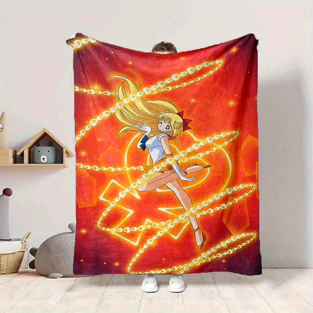 1pc Sailor Moon Soft Comfortable Blanket Digital Print, All Season Multipurpose Knit Fabric Bedding, Office, Sofa Home Decor Blanket