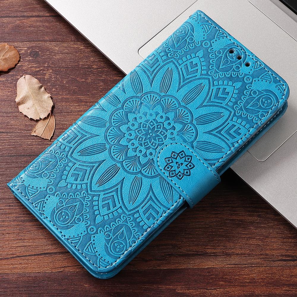 

Magnetic Leather Wallet Flip Case for IPhone 16e 16 15 14 13 12 11 8 7 Plus Pro X XR XS Max Cover | Sunflower & Embossed Design For iPhone 16e синий