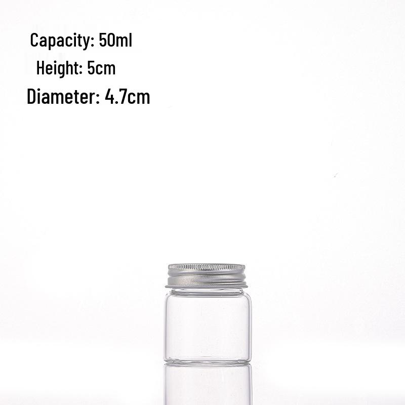 47mm Aluminum-Capped High Borosilicate Glass Bottle for Candy, Medicine Capsules, Cordyceps, and Floral Tea Packaging