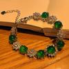 Bracciale in Agata Verde Naturale Verde Yang Verde Calcedonio da Donna Aperto Leggermente Intarsiato, Ripresa Reale Fedeltà