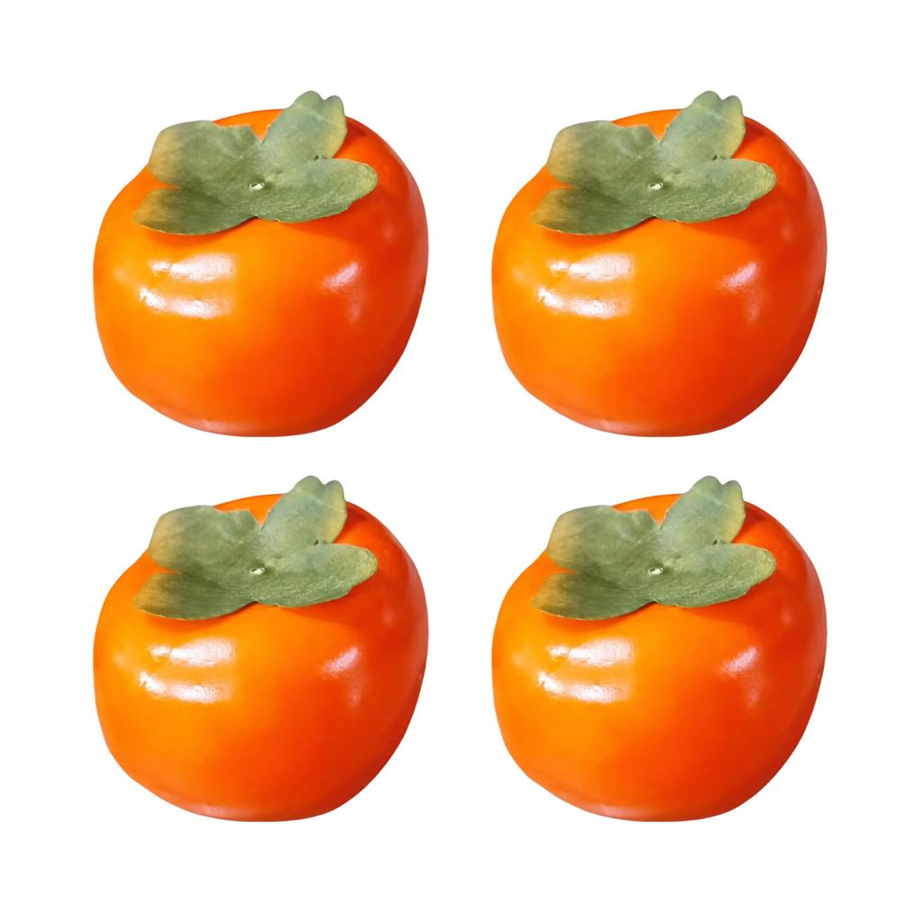 4PCS Artificial Persimmon Simulation Persimmon Fruit Decoration for Home Kitchen Decoration Basket Display Photography
