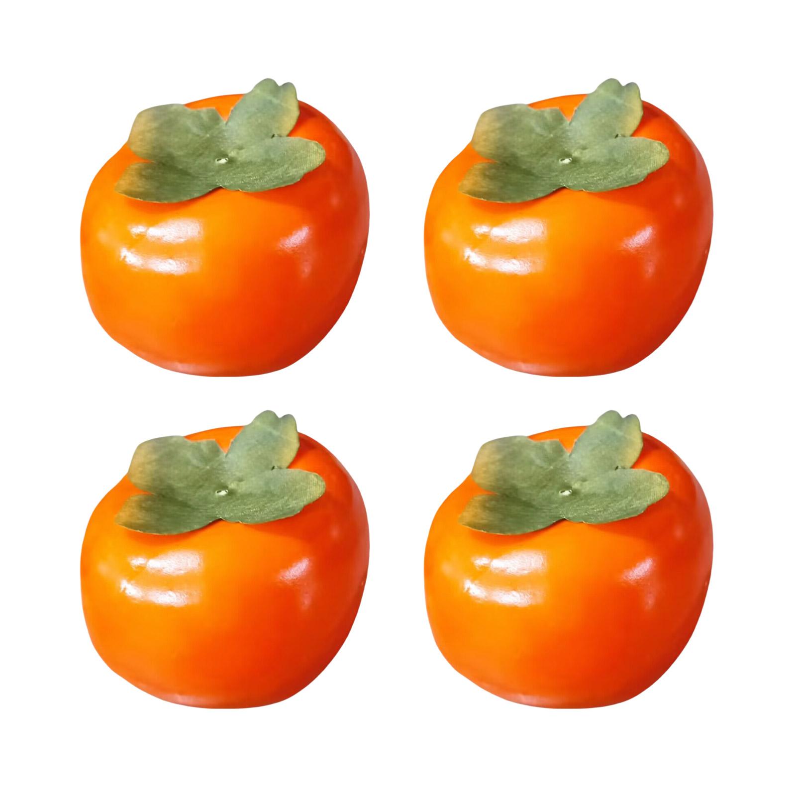 

4Pieces Realistic Artificial Persimmon Simulation Fruit Decoration for Shop Display Home Party Decoration Photography