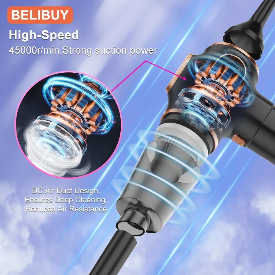 BELIBUY Wireless Vacuum Cleaner Dual Use for Home and Car High Power Home Appliance With Display Screen Carpet Sofa Car Cleaner