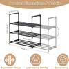 Extendable Shoe Rack 3 Tiers Metal Telescopic Shoe Stand 43-78 Cm Black