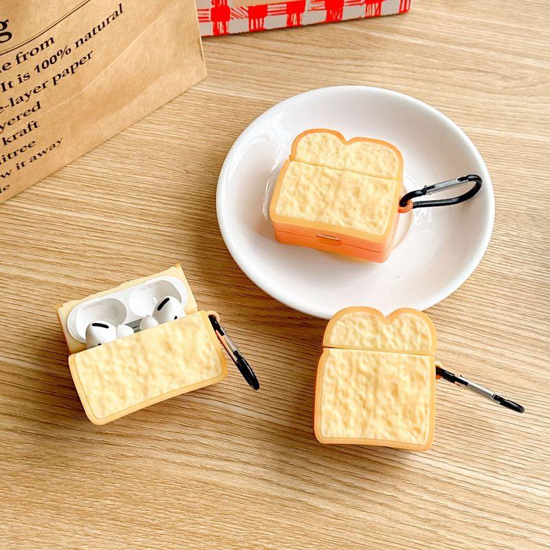 

Toast Bread Silicone Cartoon Soft Shell for AirPods Pro1/2 Generation Neutral Apple Airpods1/2/3/4 Generation Bluetooth Earbuds Case Protective Case AirPods 3(2021) Artificial Toast Bread + Hook