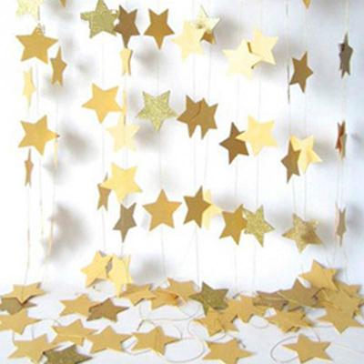 2 Stück Papier-Stern-Banner-Girlanden, 4 m, Geburtstagsschnur, Kette, Banner, Ornamente, Vorhang
