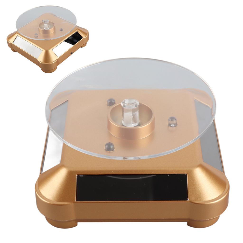 Solar Powered LED Electric Rotating Turntable Display Stand for Jewelry Phone