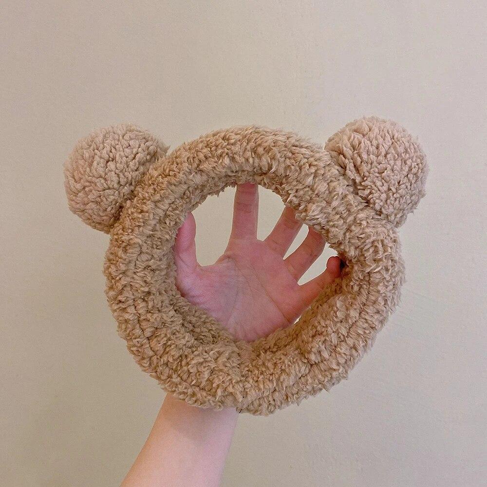 Cute Bear Hair Band Women's Face Wash Facial Mask Makeup Headwear Plush Hair Band Anti Slip Hair Band Hair Hccessories