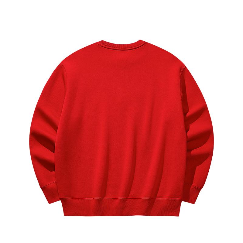 Anta Men's ANTA Letter Embroidered Crew Neck Sweatshirt Red 152618706N-4