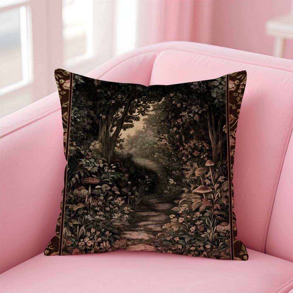 Vintage Medieval Unicorn Art Cushion Cover Pillowcase Short Plush Invisible Zipper Room Sofa Cushion Cover