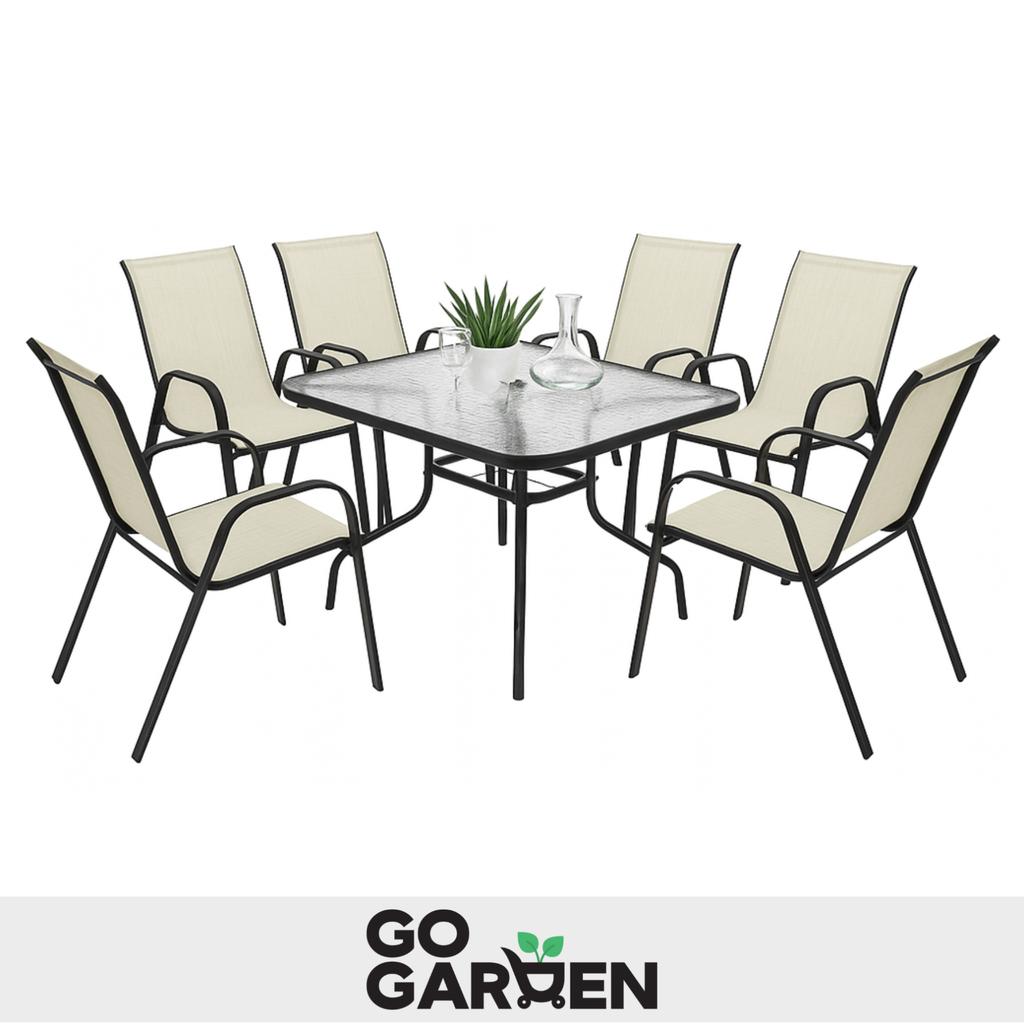 Metal Garden Chairs for Balcony Terrace Garden Furniture Set Beige X6