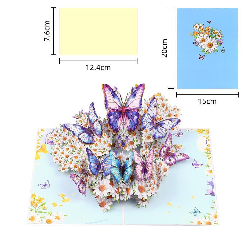 3D Fold Out Butterfly Flower Greeting Card Handmade High Quality Paper Up Card for Graduation Business Holiday Gifts