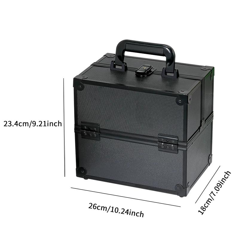 Organizador de Maquillaje de Aleación de Aluminio Caja Organizadora de Joyas Gran Capacidad Portátil Estuche de Belleza para Maquillaje Cosmético