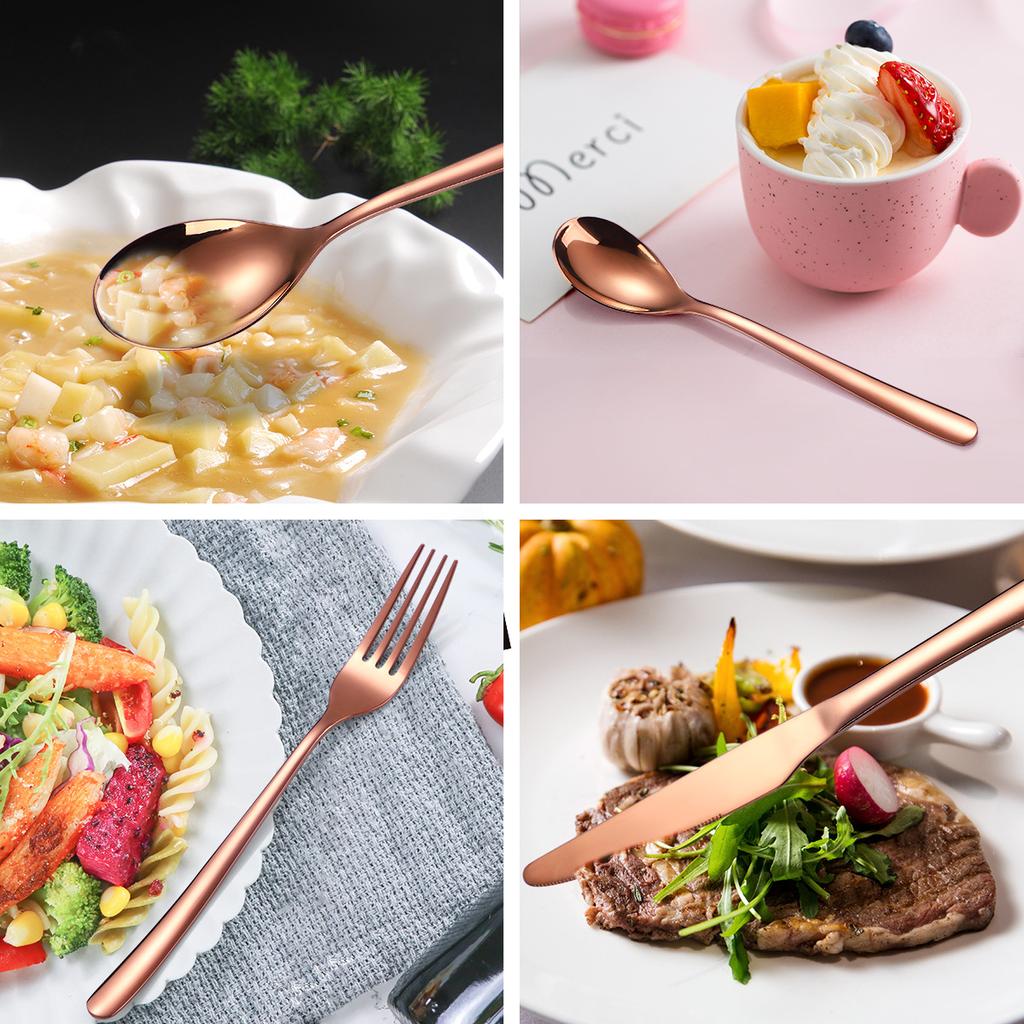 410 Stainless Steel Tableware Set 20-piece Set Knife Fork Spoon Tableware Gold YSH-46-20PS