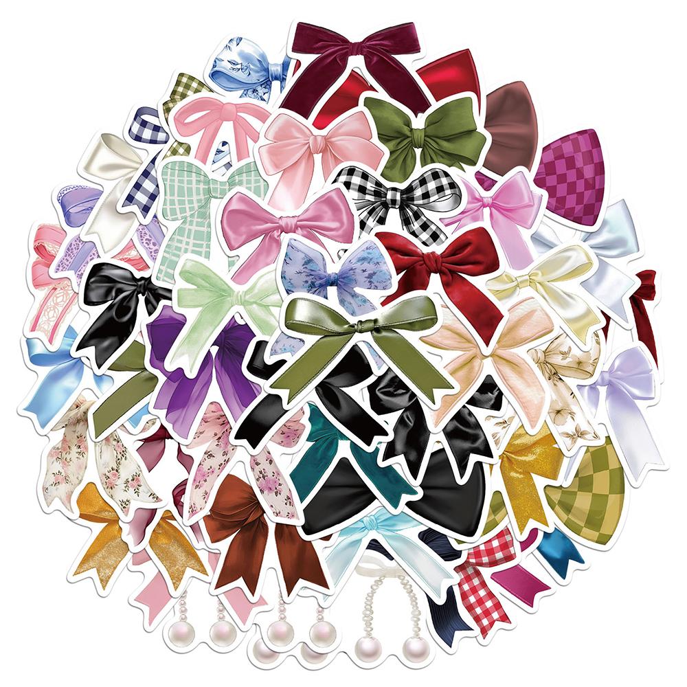 10/30/50pcs Cute Funny Cartoon Bowknot Stickers Bow Decals DIY Laptop Phone Case Scrapbook Fridge Stationery Decoration Sticker