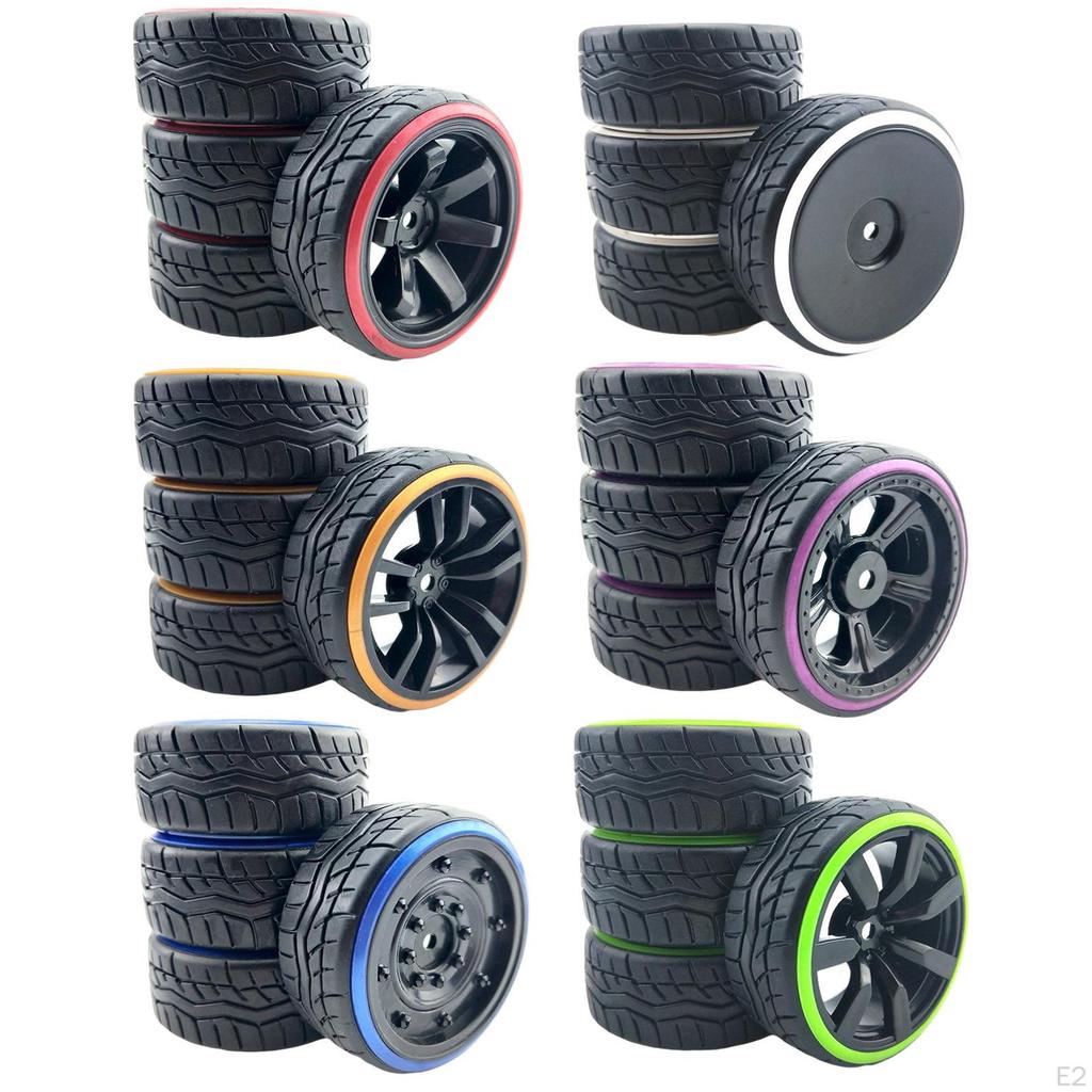 4pcs 1:10 RC Car Rubber Tires Spare Accessories 4WD Remote Control Vehicle Parts Upgrade