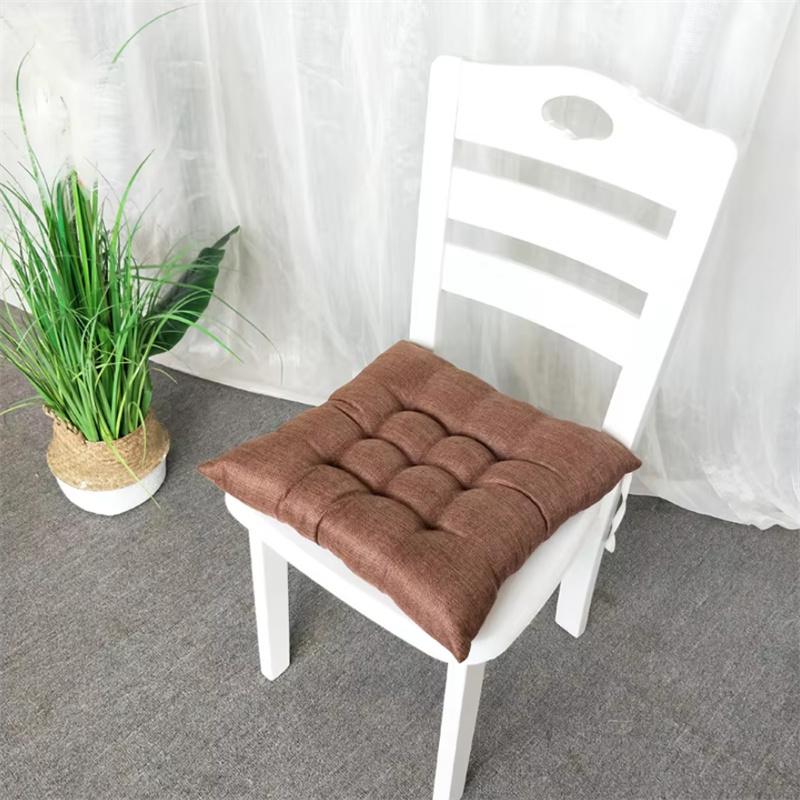 Linen-cotton Four-season Home Cushion Fashionable Solid Color Dining Chair Anti-slip Pad Office Comfortable Sedentary Stool Mat