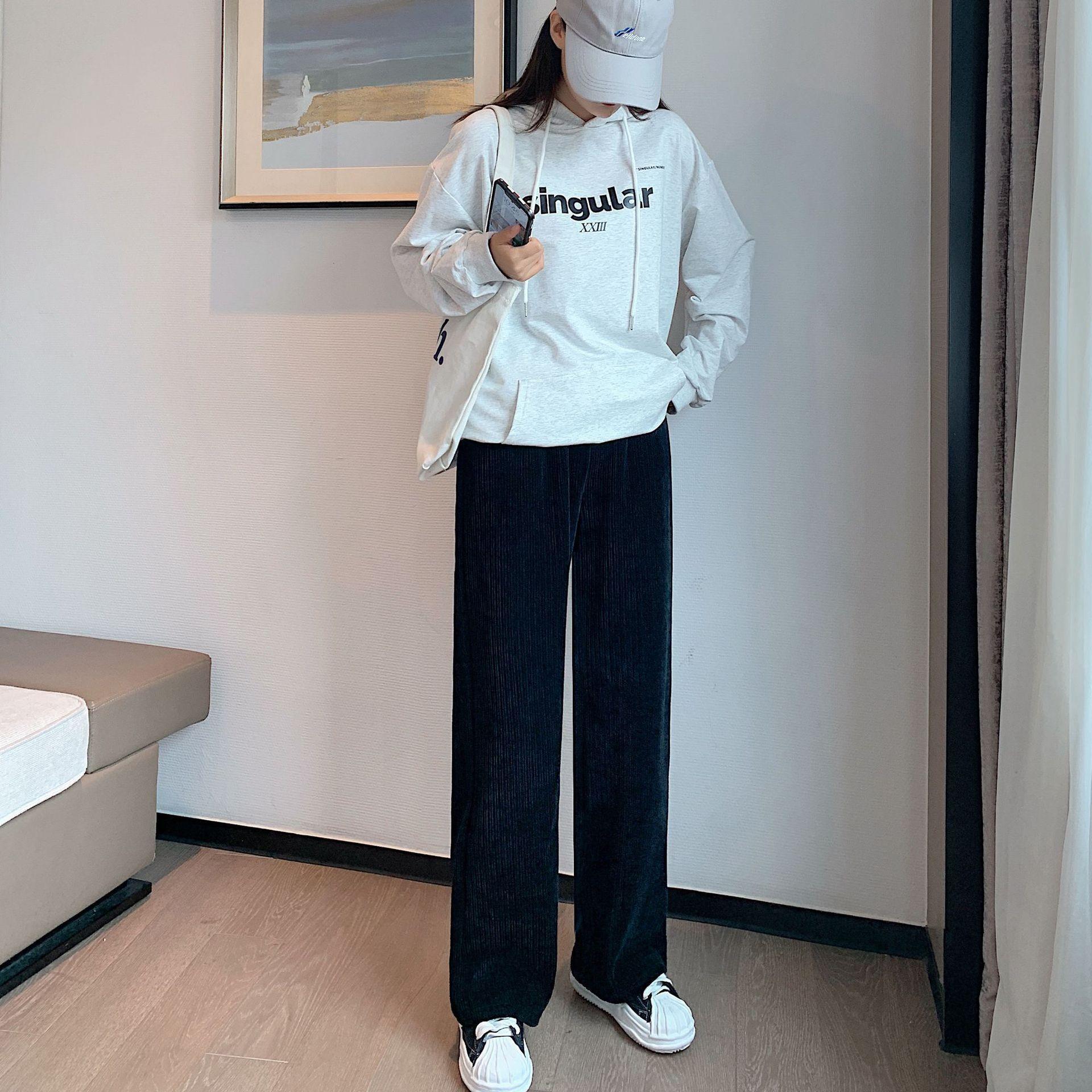 

Chenier брюки широкие женские осенние новые свободные весенне-осенние зимние с высокой талией, с драпировкой, тонкие прямые брюки XL