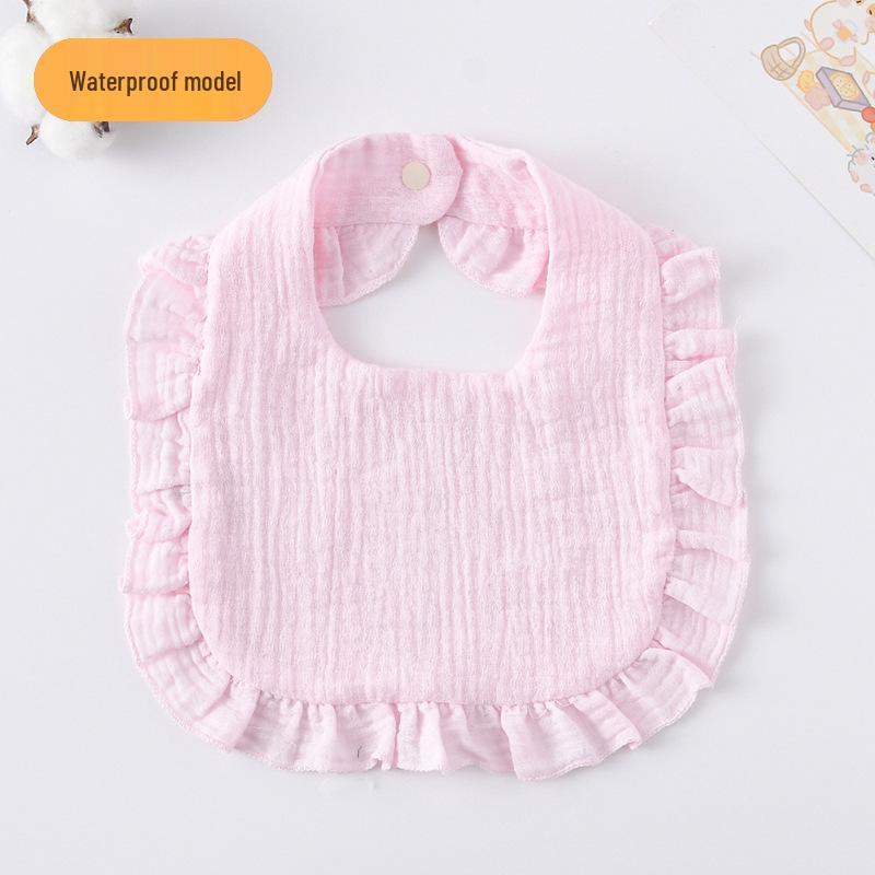 Ruffle Lace Waterproof Cotton Baby Bib (Seven-Layer Gauze)