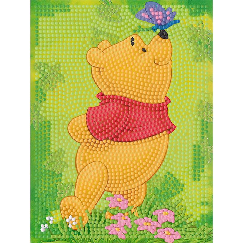 DIY Diamond Painting Kit with Frame, Winnie Full Circle Mosaic 5D DIY Cross Stitch Kit Home Decoration with Frame, Handicraft Hobby Collection