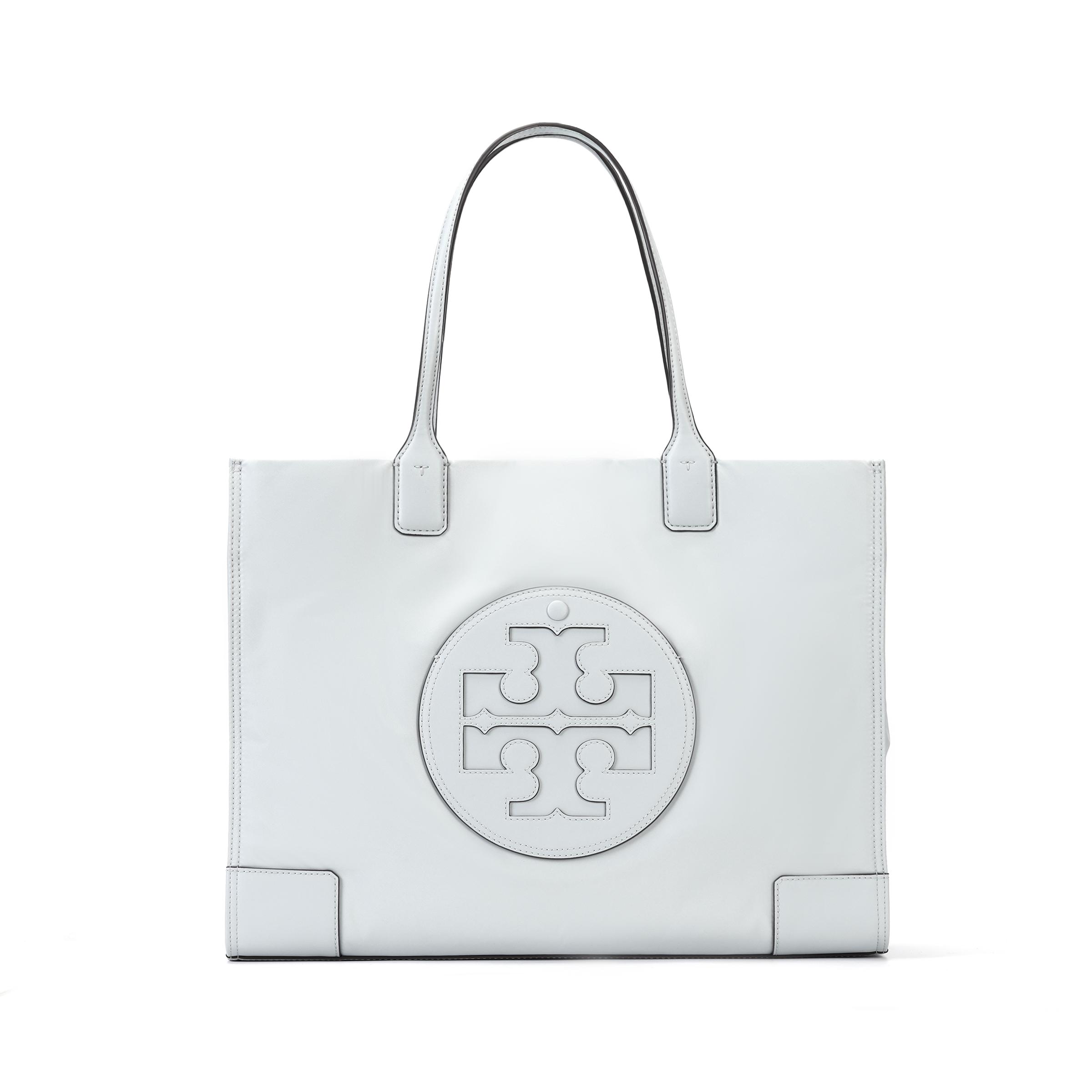 

Tory Burch Ella Double T Logo Large Capacity Daily Tote Bag Women Tote Gray Blue 87116-401 Basic Set (Bag+Dust Bag)