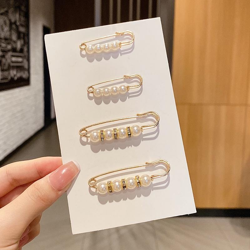 

5/10Pc/Pack Cute Enamel Brooches Pins Pearl hijab Neckline Small Collar Lapel Pin Buckle Fixed Clothes Brooch Scarf Jewelry Sets