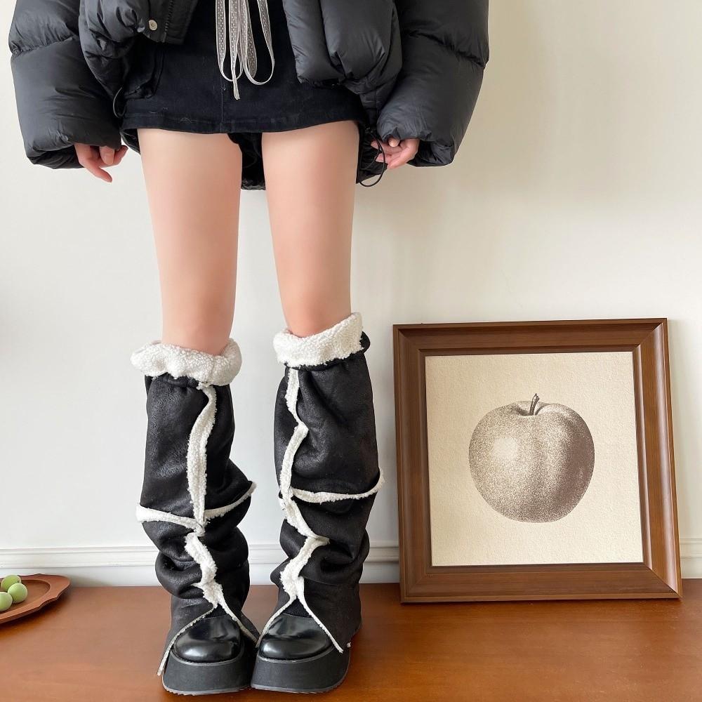 Thickened Foot Cover Turn-down Collar Design Boots Cover Y2K Suede Leg Warmers Fall Winter
