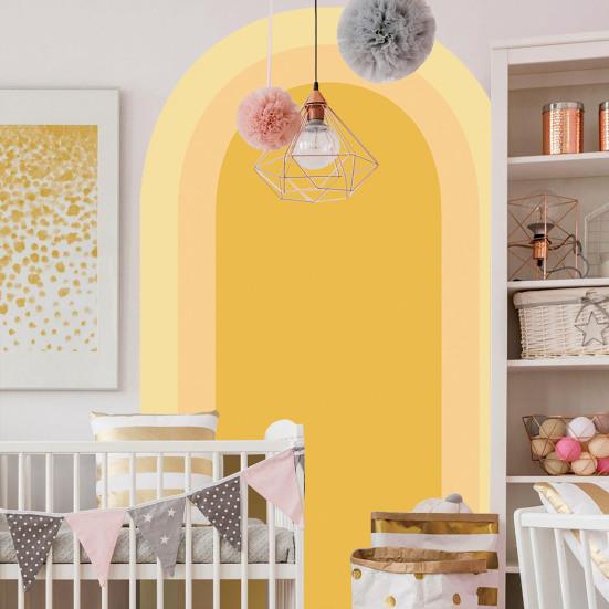 Wall Sticker Self-adhesive Strong Adhesion Waterproof Tear Resistant Detachable Gradient Boho Style Bedroom Sticker Home Supply