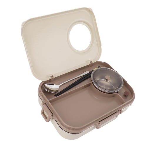 304 Stainless Steel Lunch Box, Insulated, Large Capacity, with Separate Soup Compartment, Compact and Portable, Ideal for Office or School (4 Compartm