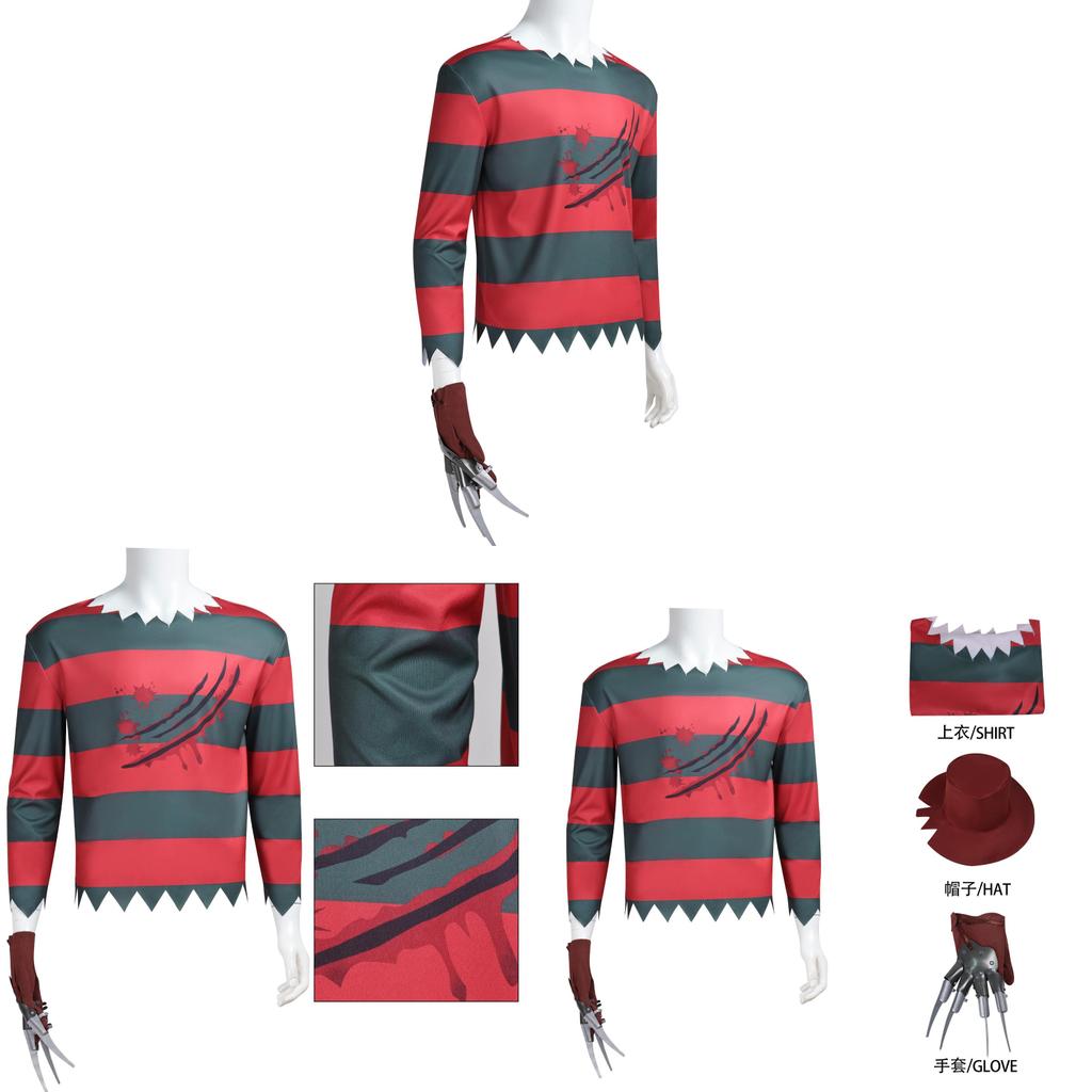 A Nightmare On Elm Street Freddy Krueger Cosplay Costume For Halloween Dress Up