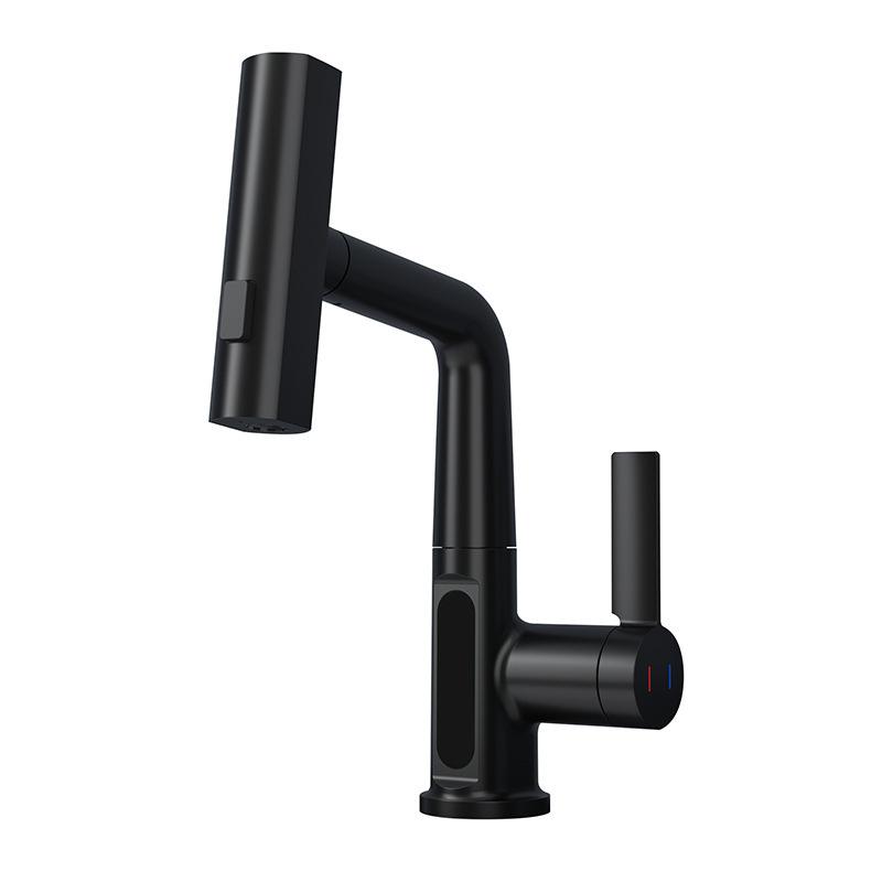 Hot Cold Water Mixer Tap with Pull Spray Waterfall Kitchen Faucet 360 Degree Rotation Single Handle