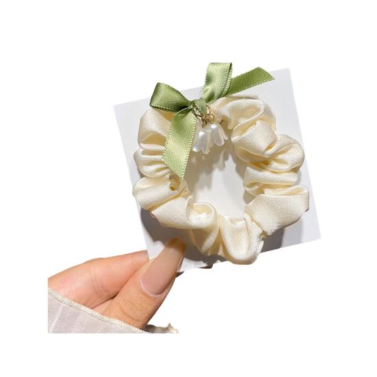 Резинка для волос Сатиновая Гладкая Эластичная Повязка на волосы Цветок Кисточка Подвеска Бант Декор Хвост Пучок Полу-прическа Волосы веревка Аксессуары для волос C