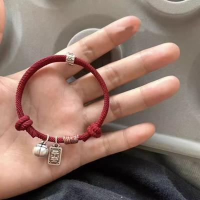 Persimmon Ruyi Red Rope Women's Bracelet Shore Hand-woven Simple Hand Rope Couple Six-character Mantra Transshipment
