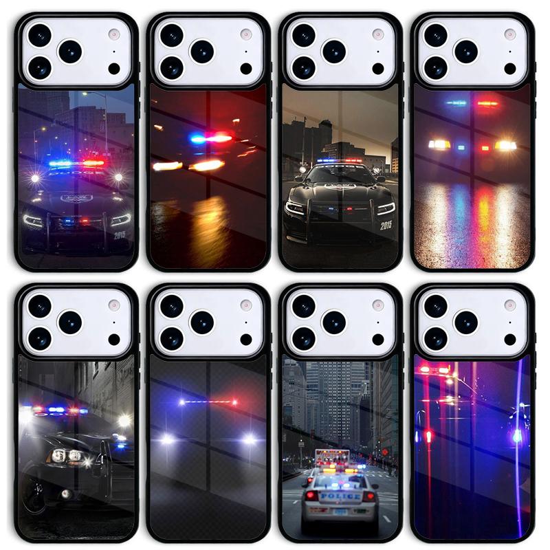 Police Cars Light At Night Mobile Phone Case for IPhone 17 AIR 16pro Max 15 14 13 12 11 Bumper Cover