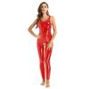 Women's Jumpsuit Liquid Wet Look One Piece Leotard Sleeveless Catsuit Open Crotch Clubwear