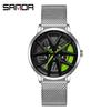 Sanda Men's Fashion Quartz Watch, Mesh Strap, Waterproof, Outdoor Casual, Hollow Wheel Dial.