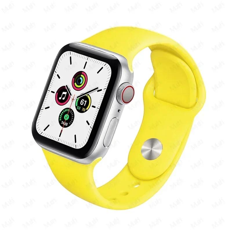 

Силиконовый ремешок для Apple Watch Band 44 мм 40 мм 45 мм 42-38-41 мм оригинал 1:1 браслет iwatch series 8 7 se 3 4 5 6 9 ultra 2 49мм 49mm-42-44-45mm S-M