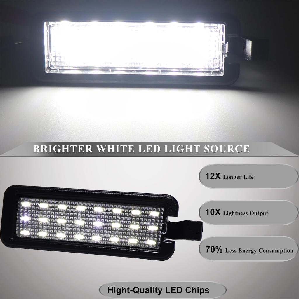 White LED License Plate Light for 2015-2023 Chrysler 300, 2017-2023 Chrysler Pacifica, 2020-2023 Chrysler Voyager Rear Number Licence Tag Lamp Lights