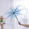 1PC Three-Fold Beauty Cherry Blossom Transparent Umbrella Rainproof Fold Umbrella Handheld Windproof