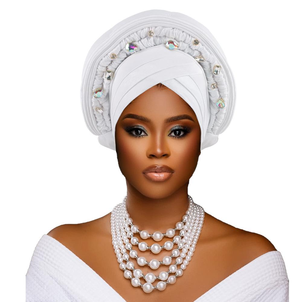

JYL TS DIY New Space Layer Cap Sequin Braid Fashion Party Turban Hat White_M(56-58cm） освещающей изумрудного